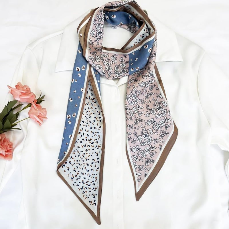 FONYVE Silk Head Scarf for Hair Fashion Headwrap for Women Lightweight Neck Tie - Image 3